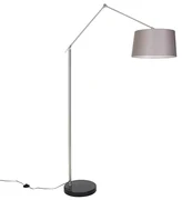 Moderná stojaca lampa oceľ s tienidlom tmavosivá 45 cm - Editor