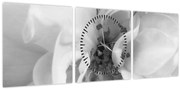 Obraz - Kvet, čiernobiela (s hodinami) (90x30 cm)