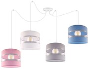 Závesné svietidlo Elegance Spider, 4x textilné tienidlo (mix 8 farieb), w