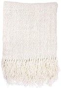 Krémový ľanový pled so strapcami Natural - 130 * 170 cm
