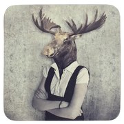 Podtácek s dámou s hlavou losa ( 6ks ) - 10 * 10 * 0,4 cm