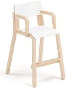 Vysoká stolička DANTE, s opierkami rúk, výška 500 mm, breza, laminát - biela