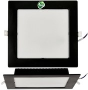 BERGE Štvorcový LED pabel zapustený - čierny - 18W - PC - neutrálna biela