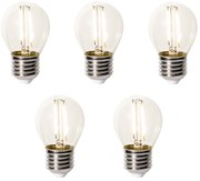 Sada 5 stmievateľných LED žiaroviek E27 P45 z číreho skla 3W 250 lm 2200K