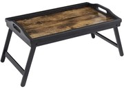 Podnos na raňajky, stolík na laptop so skladacími nohami, 50 x 30 x 26 cm, vintage hnedý