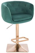 LuxuryForm DESIGN Barová stolička MONTANA VELUR na zlatej hranatej podstave - zelená