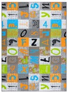 Koberec JUMPY Patchwork sivý/pomarančový/nebeský