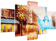 Obraz - Daždivého počasia a Eiffelovej veže (150x105 cm)