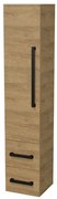 Kúpeľňová skrinka vysoká s čiernou úchytkou SAT Cube Way 35x163x33 cm dub Hickory mat CUBE3CV35DH