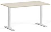 Výškovo nastaviteľný stôl, 140x80 cm, 2 motory, biela podnož, breza