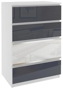 Komoda 22 Belini biely / šedý  BH KOM1/1/W/W/3S1W/0