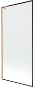 Mexen Next L, 1-krídlová vaňová zástena 90 x 150 cm, 6mm číre sklo-čierny vzor, medený profil, 895-090-000-03-70-65