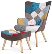 Autronic BONTEC Kreslo ušiak, viacfarebná látka, AK-305 PW2 Farba: Viacfarebná