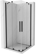 Mexen Velar Duo, sprchový kút s posuvnými dverami 100(dvere) x 100(dvere) cm, 8mm číre sklo, čierny matný profil, 871-100-100-02-70