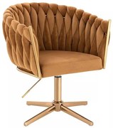 LuxuryForm DESIGN Kreslo NORDEN VELUR na zlatom kríži - medové