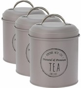 Excellent Houseware Súprava plechových dóz na potraviny 11 x 16 cm, 3 ks, hnědá, S