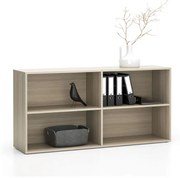 PLAN Kancelársky policový regál LAYERS, dlhý, 2 police, 1582 x 400 x 777, dub prírodný