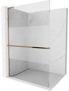 Mexen Kioto+ L, sprchová zástena Walk-In s poličkou a vešiakom 70 x 200 cm, 8mm číre sklo-námraza, ružové zlato profil, 800-070-123-60-35