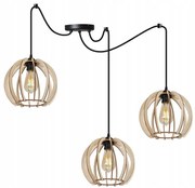 Závesné svietidlo Timber Spider 1, 3x drevené tienidlo