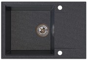Sink Quality Sink55, kuchynský granitový drez 680x460x215 mm + chrómový sifón, čierna škvrnitá, SKQ-SINK.B.1KDO.X
