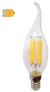 Diolamp LED Filament žiarovka číra Candle Flame C35 4W/230V/E14/4000K/490Lm/360°