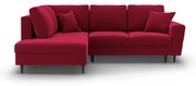Červená zamatová rozkladacia/s úložným priestorom rohová pohovka (ľavý roh/do L) Kyoto – Cosmopolitan Design