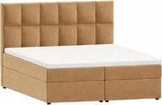 Okrovožltá boxspring posteľ s úložným priestorom 140x200 cm Flip – Ropez