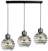 BERGE Sklenená LED závesná lampa 3xE27 - guľové horizontálne pruhy