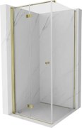 Mexen Mist-F T, 1-krídlový skladací sprchový kút ľavý 120 x 120 cm, číre sklo, zlatý lesklý profil, 8A6T-120-120-50-00-L