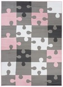Detský koberec PINKY Z414C Puzzle sivý, ružový