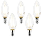 Sada 5 LED žiaroviek E14 B35 číre 2,2 W 470 lm 2700 K