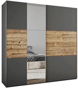 Skriňa Bastia Lux 200 grafit/Alpský Smrek/zrkadlo