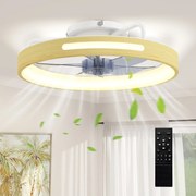 HOMCOM LED stropný ventilátor 49 cm s osvetlením, 40 W, reverzný DC motor, tichý chod, diaľkové ovládanie, 6 rýchlostí, 3 teploty farieb, časovač — pr