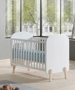 Detská postieľka Kiddy z masívu a MDF borovica biela 60x120cm