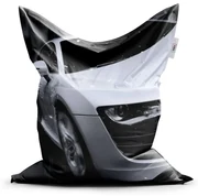 Sablio Sedací vak Biele športové auto - 150x100 cm