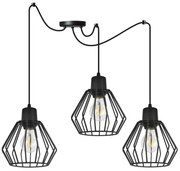 Závesné svietidlo Nuvola Spider 2, 3x čierne drôtené tienidlo