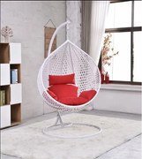 Závesné hojdacie kreslo BIANCO EXTRA - BIELE + farba vankúša na výber Farba: ČERVENÝ