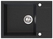 Sink Quality Sink55, kuchynský granitový drez 620x460x215 mm + chrómový sifón, grafitová, SKQ-SINK.G.1KKO.X