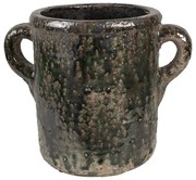 Zelený antik terakotový kvetináč s uškami Teracci L - 26*18*21 cm
