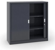 Kovová skriňa s roletovými dverami, 1200 x 1200 x 450 mm, tmavo sivá