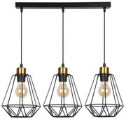 Candellux Čierno-zlatý závesný luster Primo pre žiarovku 3x E27 33-00231