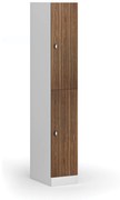 Šatníková skrinka s úložnými boxmi, 2 boxy, 1850 x 300 x 500 mm, otočný zámok, laminované dvere, orech