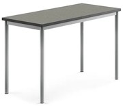 Stôl SONITUS, 1200x600x760 mm, linoleum - tmavošedá, strieborná