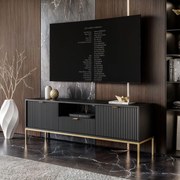 TV stolík CORA čierna matná + zlatá podnož