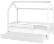 Detská domčeková posteľ s prístelkou LITTLE HOUSE - biela - 180x80 cm