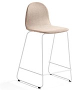 Barová stolička GANDER, s klzákmi, výška sedu 630 mm, čalúnená, béžová