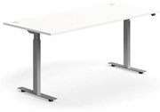 Výškovo nastaviteľný stôl FLEXUS, rovný, 1800x800 mm, strieborný rám, biela