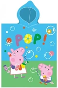 Detské / chlapčenské pončo - osuška s kapucňou Prasiatko Peppa - motív Bublinková párty - 100% bavlna - 55 x 110 cm