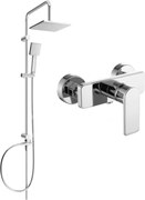Mexen Tord stenová sprchová súprava s dažďovými tryskami a sprchovou batériou Cetus, chrómová - 744340200-00