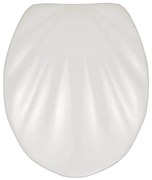 Biele WC sedadlo s jednoduchým zatváraním Wenko Premium Sea Shell, 45,5 × 38 cm